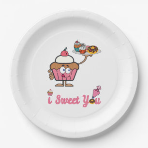 I Sweet You with a Cupcake Paper Plate