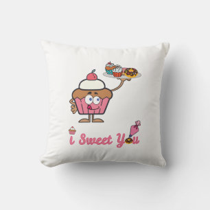 I Sweet You with a Cupcake Throw Pillow