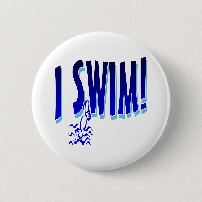 I Swim 2 Inch Round Button (Front)