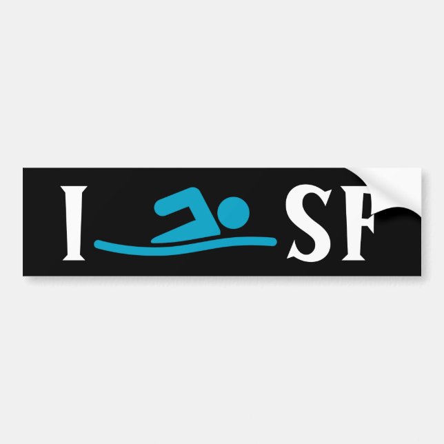 I SWIM <Your City> Custom Bumpersticker (blue) Bumper Sticker (Front)