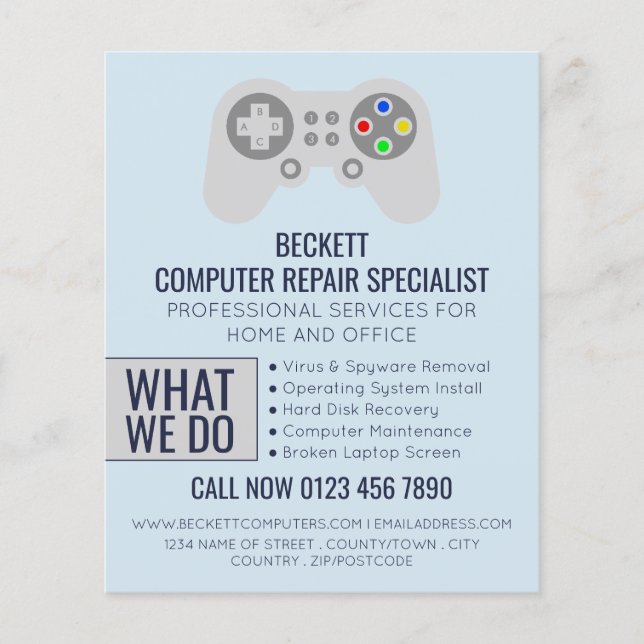 I.T/Computers, Computer Repair Specialist Advert Flyer (Front)