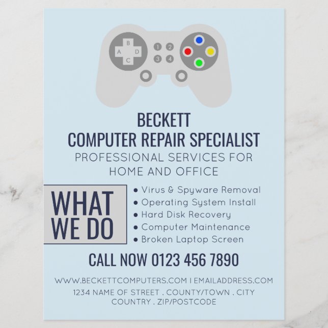 I.T/Computers, Computer Repair Specialist Advert Flyer (Front)