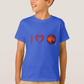 I T-shirt Confort-Doux de Mars Tagless de coeur