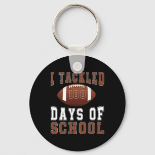 I Tackled 100 Days Football Boys Kids 100th Day Of Keychain
