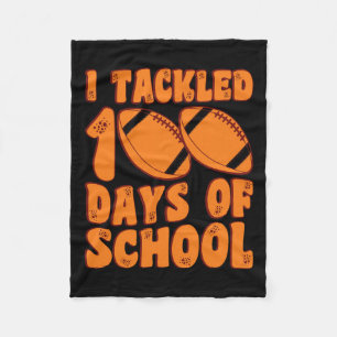 I Tackled 100 Days Of School Boys Football 100th D Fleece Blanket