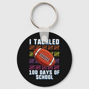 I Tackled 100 Days Of School Football Boys Kids 10 Keychain