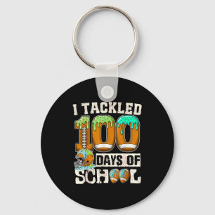 I Tackled 100 Days Of School Football Ice Cream Dr Keychain
