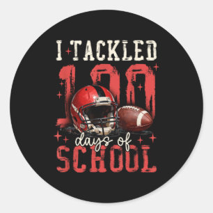 I Tackled 100 Days Of School Football Men Boy Kid  Classic Round Sticker