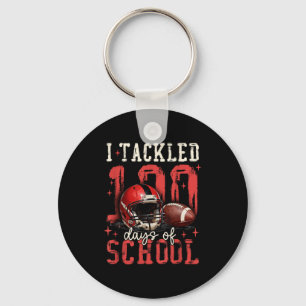 I Tackled 100 Days Of School Football Men Boy Kid Keychain