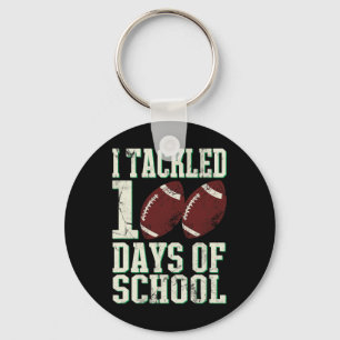 I Tackled 100 Days Of School Footbyll Theme Saying Keychain