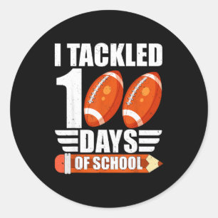 I Tackled 100 Days Of School For Teacher Kids Boys Classic Round Sticker