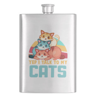 I Talk To My Cats Hip Flask