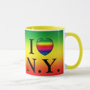 I tasse de la N.Y. d'amour d'arc-en-ciel de coeur