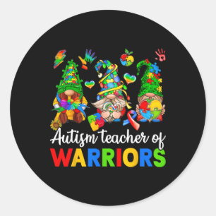 I Teach Awesome Kids Autism Awareness Gnomes Classic Round Sticker