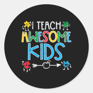 I Teach Awesome Kids Autism Awareness Sped Teacher Classic Round Sticker