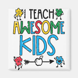 I Teach Awesome Kids Autism Awareness Sped Teacher Magnet