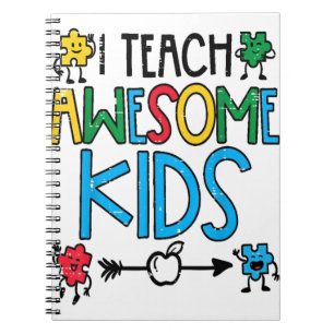 I Teach Awesome Kids Autism Awareness Sped Teacher Notebook