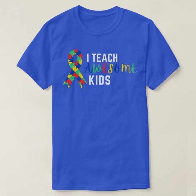 i teach awesome kids Design for Autism Awareness M T-Shirt (Design Front)