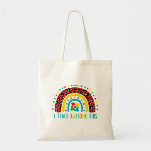 I Teach Awesome kids shirt Autism Awareness Puzzle Tote Bag