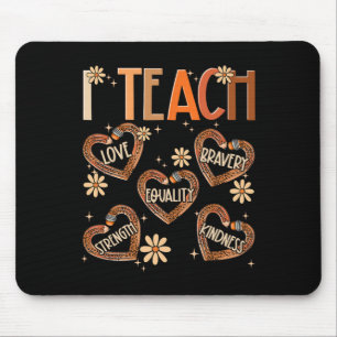 I Teach Black History Leopard Heart Pencil Black T Mouse Pad