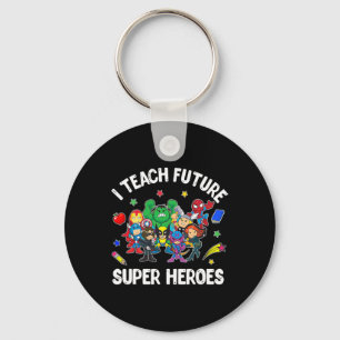 I Teach Future Super Heroes Tee Gift Teaching Moth Keychain