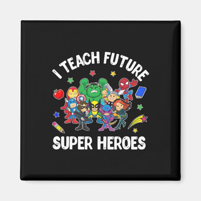 I Teach Future Super Heroes Tee Gift Teaching Moth Magnet (Front)