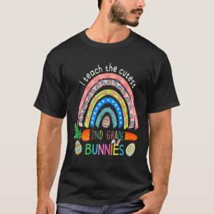 I Teach The Cutest 2nd Grade Bunnies Rainbow Happy T-Shirt