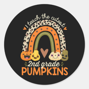 I Teach The Cutest 2nd Grade Pumpkins Halloween Te Classic Round Sticker