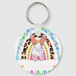 i teach the cutest  5th grade bunnies rainbow, ret keychain