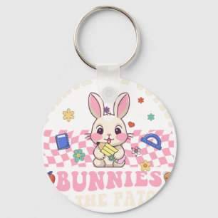 i teach the cutest bunnie in the patch, retro, vin keychain