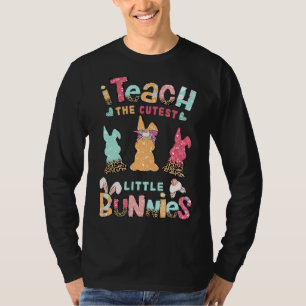 I Teach The Cutest Little Bunnies Leopard Kid Teac T-Shirt
