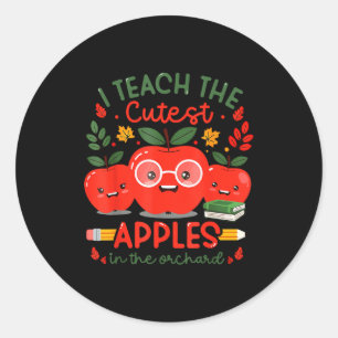I Teach The Cutest S In The Orchard Cute Fall Teac Classic Round Sticker