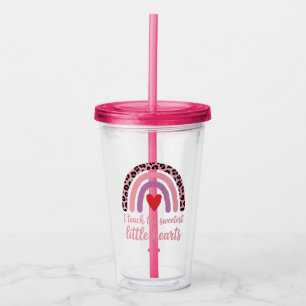 I Teach The Sweetest Hearts Rainbow Teacher Acrylic Tumbler