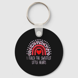 I Teach The Sweetest Hearts Rainbow Teacher Valent Keychain