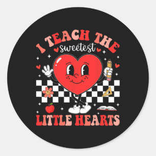 I Teach The Sweetest Little Hearts Teacher Valenti Classic Round Sticker