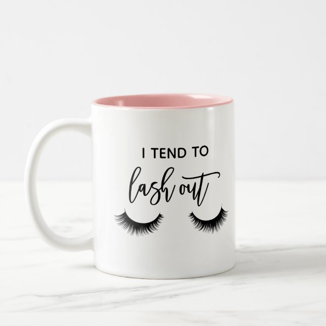 I tend to lash out funny girl eye lash Two-Tone coffee mug (Left)
