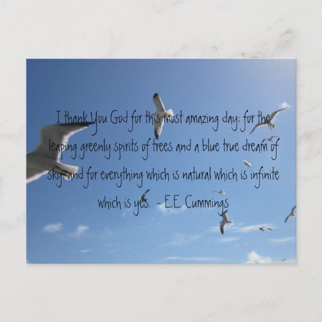 I Thank You God...E.E. Cummings Postcard (Front)