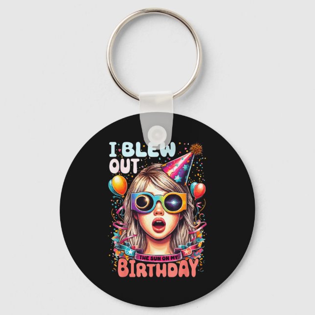 I The Solar Eclipse April 8 Blew Keychain (Front)