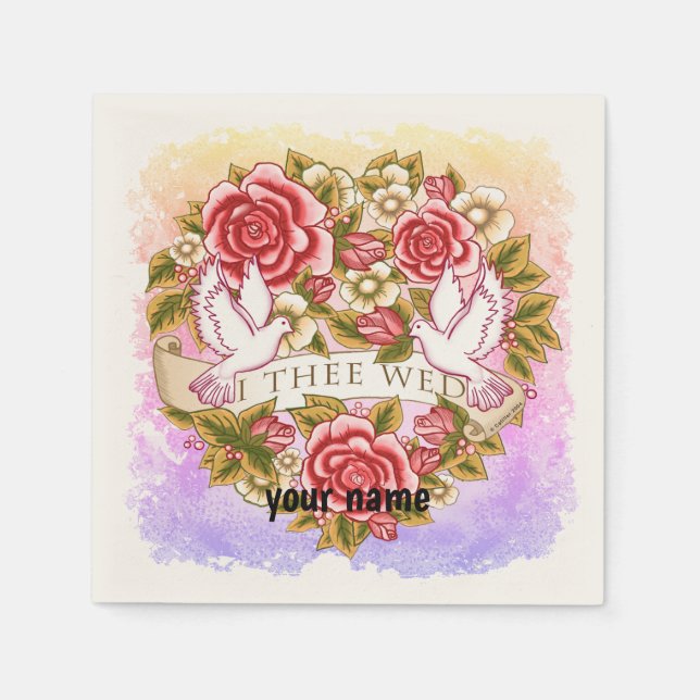 I Thee Wed wedding napkins (Front)