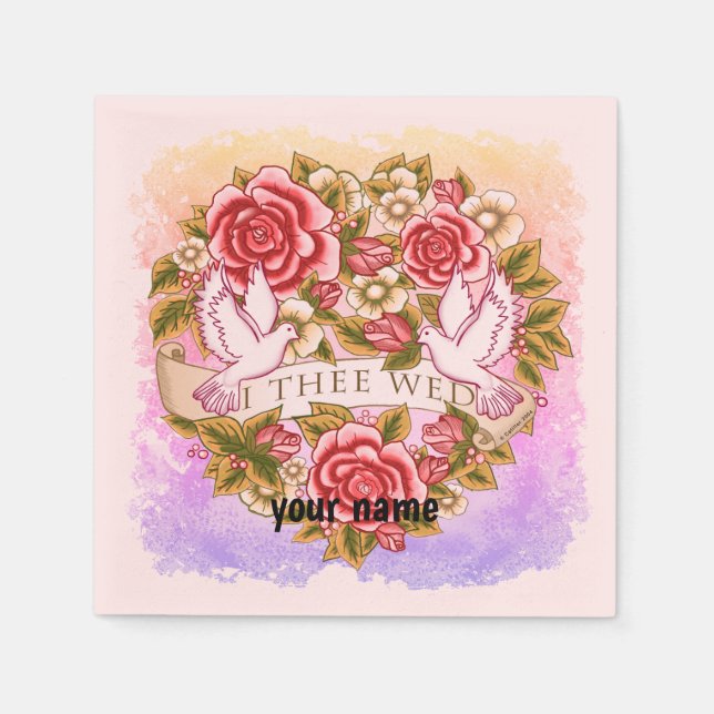 I Thee Wed wedding napkins (Front)