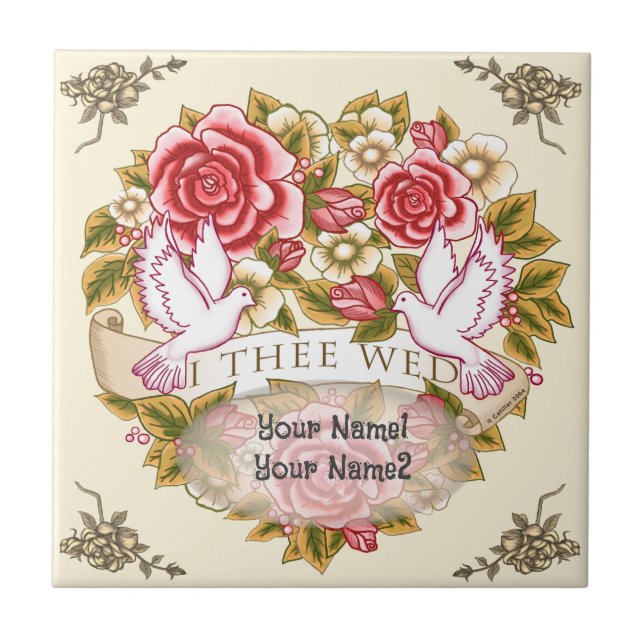 I Thee Wed wedding  tile (Front)