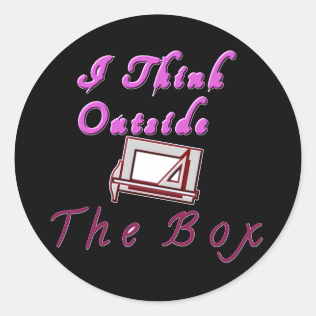 I Think Out of the Box: Creative Design Classic Round Sticker (Front)