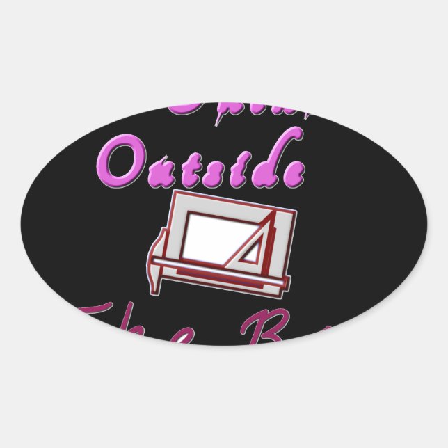 I Think Out of the Box: Creative Design Oval Sticker (Front)