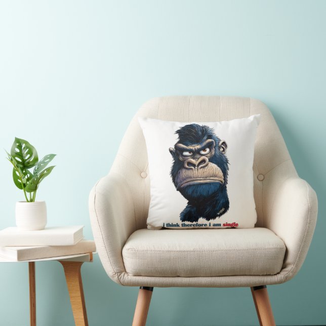 i think therefore i am single throw pillow (Chair)