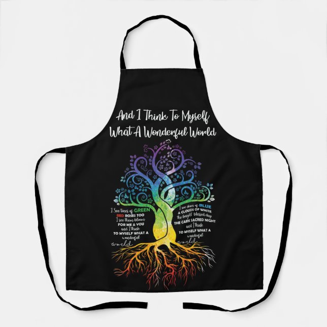 I Think To Myself What A Wonderful World Hippie Apron (Front)