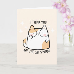 I think you are the cat's meow pink Valentines day Card