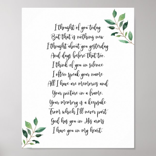 I Thought of You Today Wedding Memory Sign (Front)
