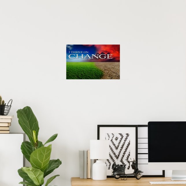 "I thrive on change" Motivation Affirmation Poster (Home Office)