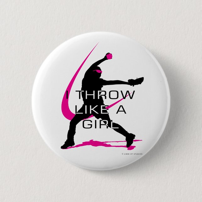 I Throw like a Girl Pink Softball 2 Inch Round Button (Front)