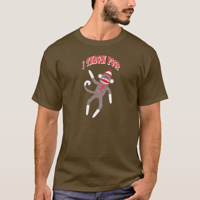 I throw poop sock monkey t-shirt (Front)